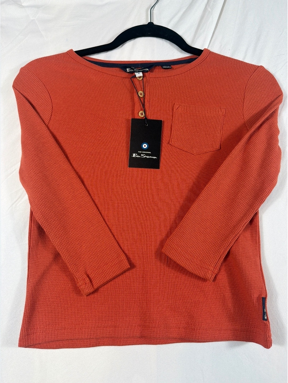 Ben Sherman kids Orange Waffle Knit Long Sleeve Shirt Size 6